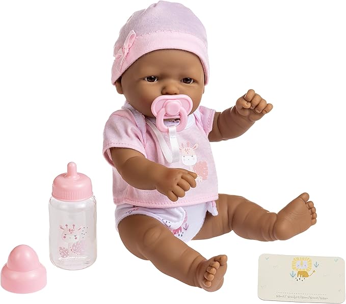 JC Toys - La Newborn Nursery | 7 Piece Baby Doll Gift Set | 12" Life-Like Hispanic Doll with Accessories | Purple | Ages 2+ (18347)