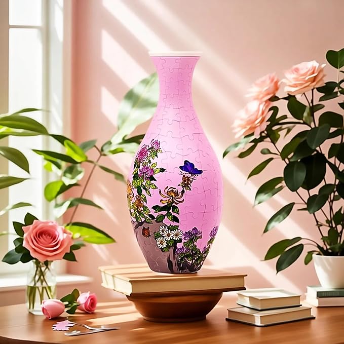 3D Puzzle Vase for Adults, 160 Piece Unique Flower Vase, Crafts for Adults, Home Decor Gift for Flower Arrangements (Chrysanthemum)