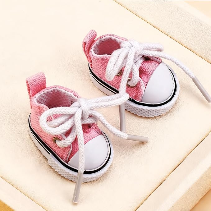 Doll Outfit Set, Adorable Pink Glasses & Heart-Shaped Necklace & Cute Canvas Shoes for Dolls Clothing Accessories Decoration or Collection