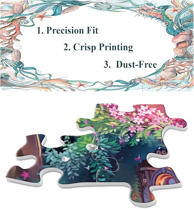 Magical Treehouse Forest Puzzles for Adults 1000 Pieces, Fantasy Plant Flower Jigsaw Puzzle Nature, Butterfly Tree Castle Puzzle