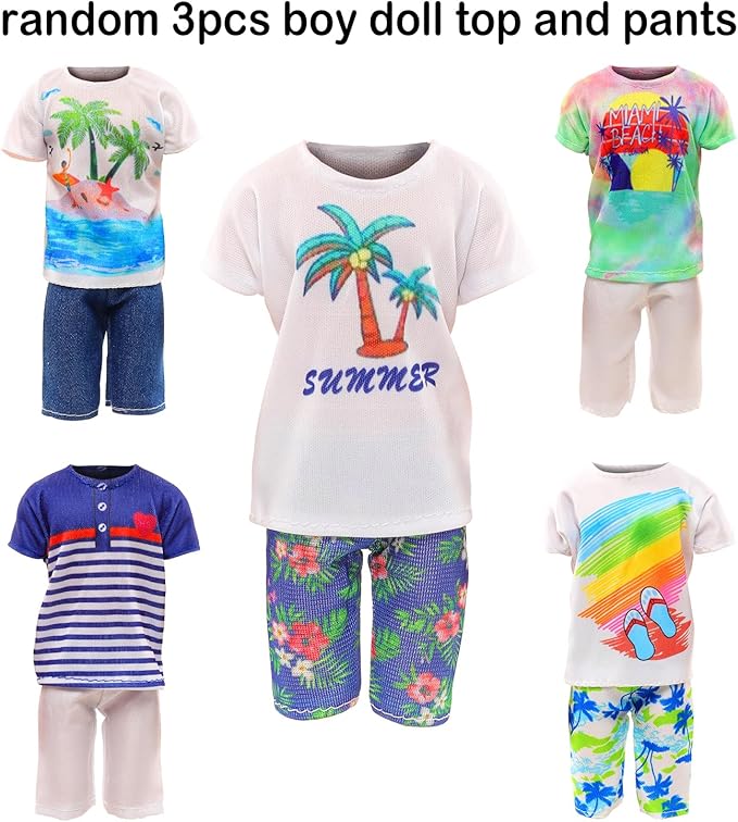 Miunana Handmade Doll Clothes and Accessories - 12 Pcs Set for 11.5 Inch Dolls - Swim Clothes, Trunks, Suits, Skateboard, Lifebuoys