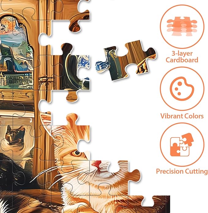 500 Pieces Puzzle for Adults,Cats Home Puzzle, Recycled Cardboard Animals Jigsaw Puzzles 500 Pieces,Challenging Puzzles Game Home Decor Birthday Party Gift Toy for Adults Seniors 20.5 * 15 in