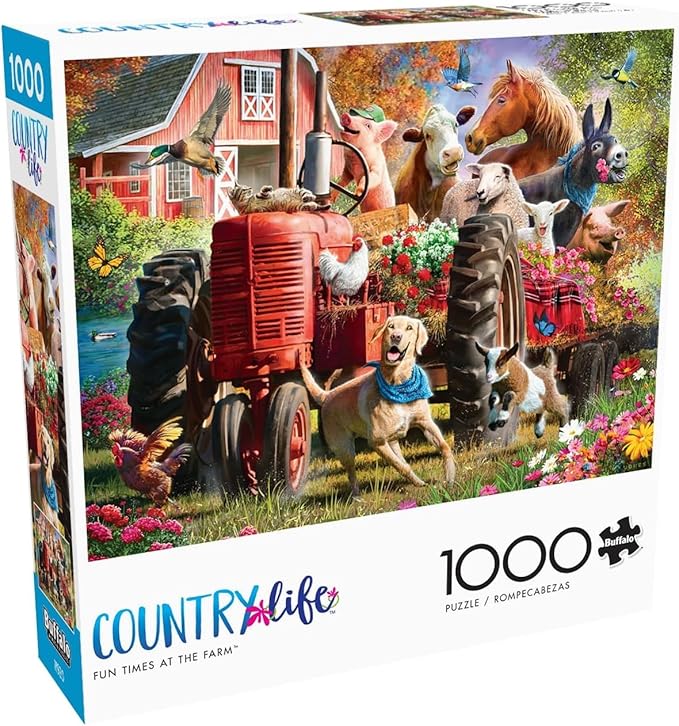 Buffalo Games - Larry Jones - Fun Times at The Farm - 1000 Piece Jigsaw Puzzle for Adults -Challenging Puzzle Perfect for Game Nights - Finished Size is 26.75 x 19.75