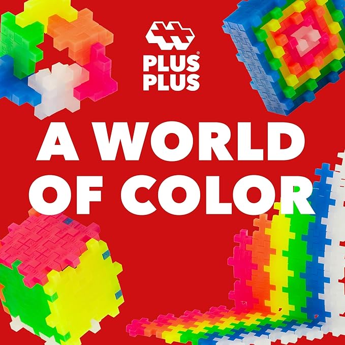PLUS PLUS - 70 Piece Neon Color Mix - Construction Building Stem/Steam Toy, Kids Mini Puzzle Blocks