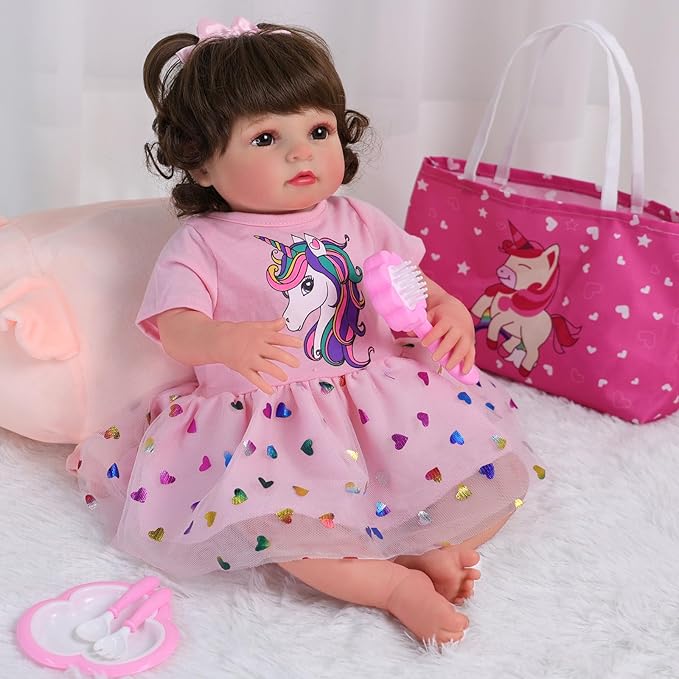 13 PCS Reborn Baby Doll Accessories and Clothes Playset for 17-20 Inch Dolls – Feeding & Caring Set with Diaper Bag, Magic Bottle, Pretend Play Gift for Girls Kids Birthday Christmas