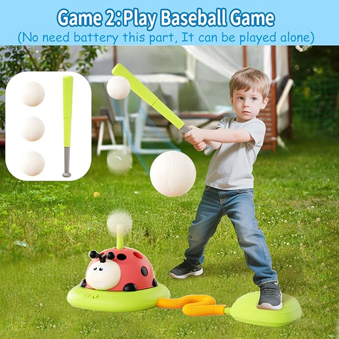 4 in 1 Musical Jump, Toss Ring Game, Baseball Toys and Stomping Launch Rocket Launcher for Kids Toys & Games with Remote, Indoor Outdoor Toys for Kids Ages 4-8 3-5 Baseball Party Favors Birthday Gift
