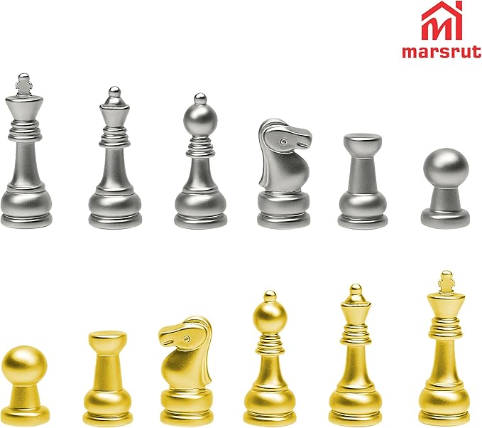 Miniature Chess Set Dollhouse Furniture 1/12 Magnetic Mini Board Games Doll House Accessories Ornament Decor for 1:12 Study Room, Living Room, Library, Table with Gold & Silver Chess Pieces Model