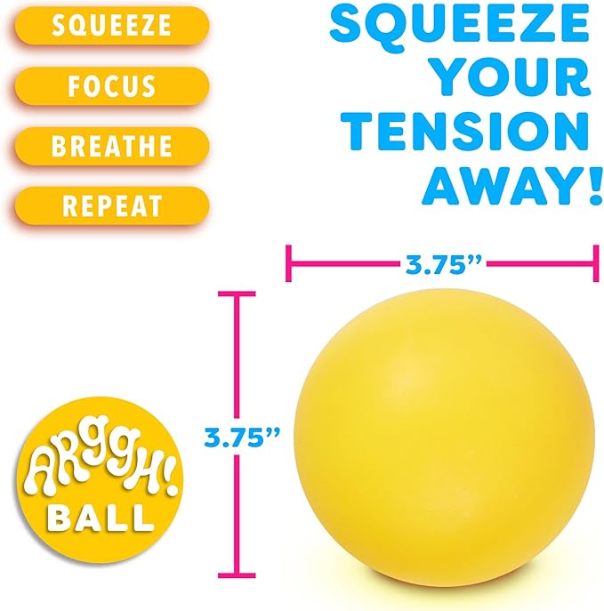 Power Your Fun Arggh Stress Ball for Adults and Kids- 3.75 Inch Large Tension Relief Ball Fidget Toy, Color-Changing Stress Relief Squeeze Sensory Balls Big Squishy Toys for Boys Girls (Yellow/Orange)
