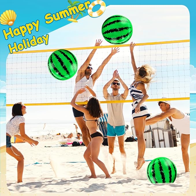 [ 10''+8'' ] 12 Pack Watermelon Beach Balls Bulk, Inflatable Mini Beach Ball for Kids Swimming Pool Toys Birthday Party Favors Outdoor Summer Essentials Water Toys,Fruits Theme Pool Party Decorations