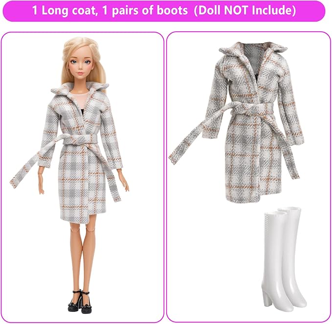 13 Pcs Doll Winter Clothes and Accessories - 3 Set Dolls Winter Coat Clothes, 2 Pairs of Shoes and 8 Pcs Skiing Accessories for 11.5 Inch Girl Doll Winter Playset
