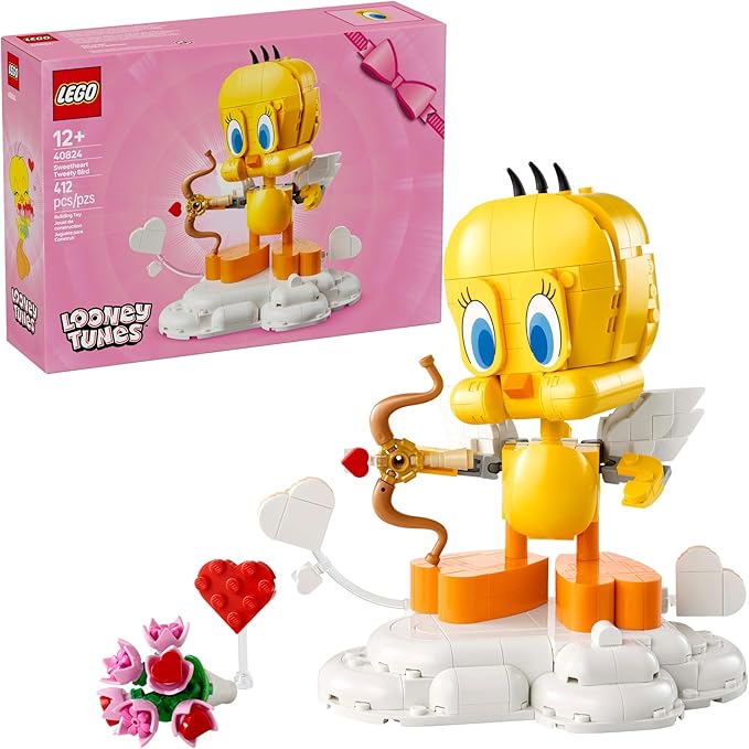 LEGO Looney Tunes Sweetheart Tweety Bird Building Toy for Adults & Kids - Tweety Figure W/Display Pedestal & Accessories for Girls & Boys, Ages 12+ - Gift for Looney Tunes Fans - 40824