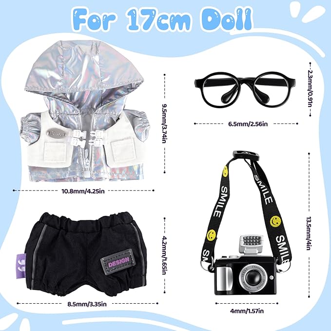 GAGAKU 17cm Doll Clothes (Fashion Style), Dress-up Set Stylish Replacement Outfit, Collection Clothing Accessories (Doll Not Included)
