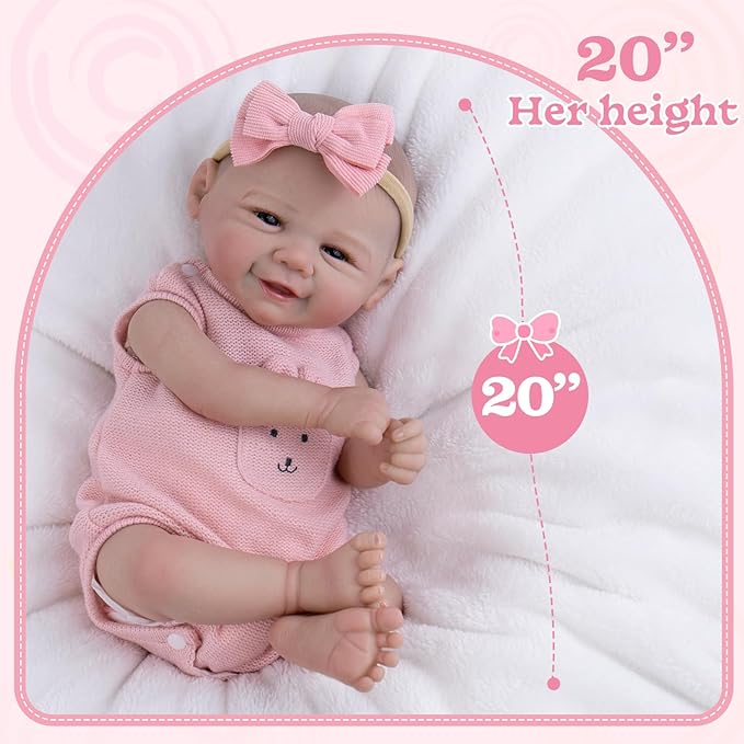 Aori Realistic Reborn Baby Dolls - Weighted Lifelike Newborn Baby Girl with Flexible Limbs, Cute Soft Body Reborn Doll Set with Outfit for Kids 3+, Parents, Elderly and Collectors
