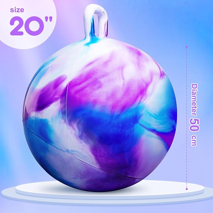 PlayZap Hopper Balls for Kids 6-12, 20 Inches Bouncy Ball with Handle, 20" Inflatable Bouncing Hopper, 50cm Bouncing Toys, Outdoor Hopping Toys for Girls Boys Gifts