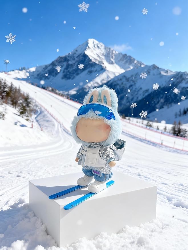 Clothes for 17cm Doll, 5 pcs Set Doll's Outfits Luxury Sports Skiing Shirt Pants Glasses Ski Boots Accessories Fashion Stylish Adorable Dolls Clothes (No Doll) (Luxury Skiing Blue)