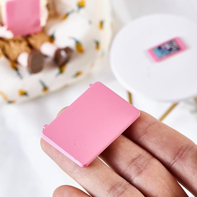 1/12 Dollhouse Furniture Decor Laptop Accessories, 1/6 Scale Minature Tablet Smart Phone Mini Stuff Doll House Furniture Play Set Accessories 3 Pcs (Pink)