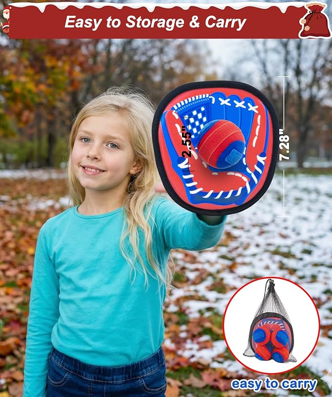 Toss and Catch Game Ball Set Toddler Toys for 3 4 5 6 7 8 Year Old Boys Girls Birthday Gift, Yard Games Pool Outdoor Beach Toys for Kids Ages 4-8 Baseball Glove