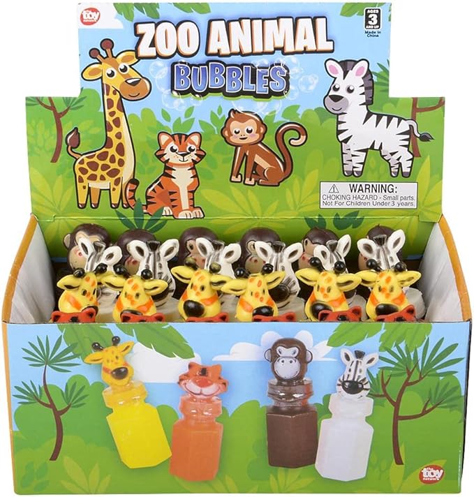 Rhode Island Novelty 0.6oz Zoo Animal Bubble Bottles, Two Dozen Bottles