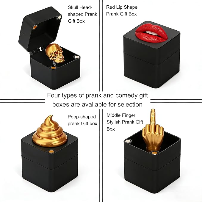 CXY Pop-Up Gold Skull in a Box - Funny Prank Gift Box for Adults, Novelty White Elephant Gifts, Cool Quirky Office Joke for Men & Women-A2