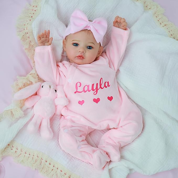 WOOROY Lifelike Reborn Baby Dolls - 18 Inch Real Baby Doll Girl Vinyl Body Realistic Newborn Real Life Baby Dolls with Open Eyes, Handmade Poseable, Gift with Doll Accessories for Kids 3+