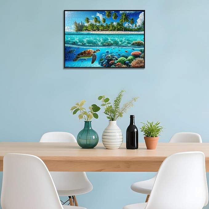 Sutinban Sea Turtle 500 Piece Puzzles for Adults, Coolest Hard Puzzle 500 Pieces, Wave Spirit Hawaii Ocean Jigsaw Puzzles Home Decor Happy Family Game for Adults, 20’’x14.2’’