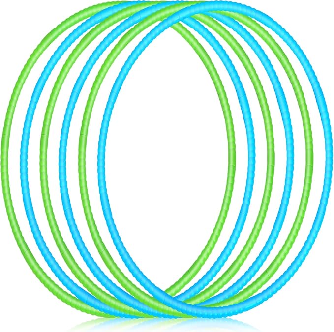 6 Pcs Exercise Hoop Detachable Fitness Rings Adjustable Plastic Toy Fitness Hoop Playground Toys Colored Circles for Teens Games Gymnastics Agility, 28 Inch(Green,Blue)