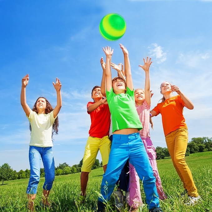 Hooqict 6 Pack 8.5 Inch Playground Balls with Hand Pump and 6 Portable Ball Net Bags Inflatable Sports Balls for Kids Toddlers Kickballs Dodgeball Handballs Recess Balls Indoor Outdoor Games