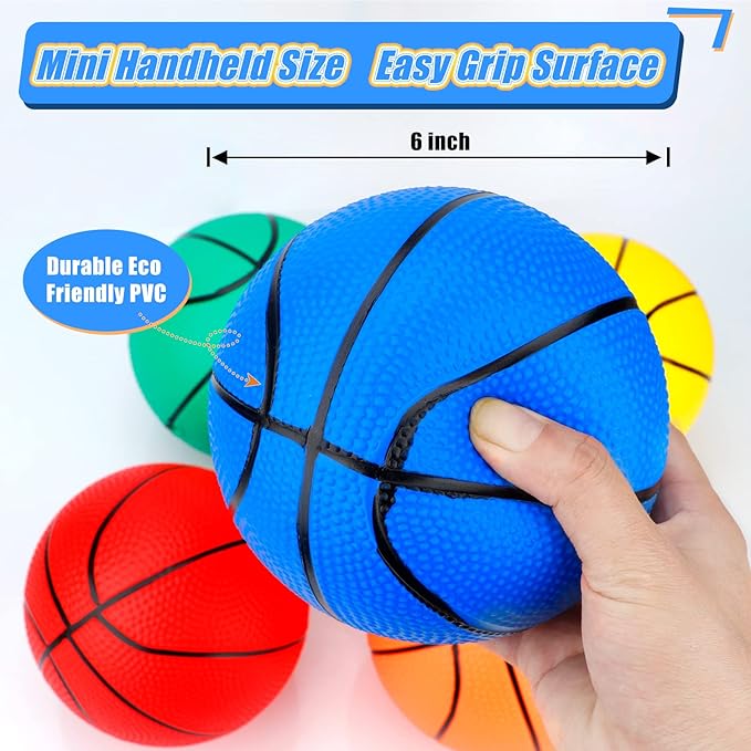 6" Mini Basketball Toy for Mini Pool Balls, Small Basketball for Over The Door Hoop, PVC Beach Balls for Kids Toddler Indoor 3 Pack