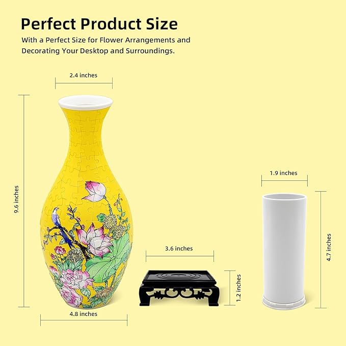 3D Puzzle Vase for Adults, 160 Piece Unique Flower Vase, Crafts for Adults, Home Decor Gift for Flower Arrangements (Lotus)