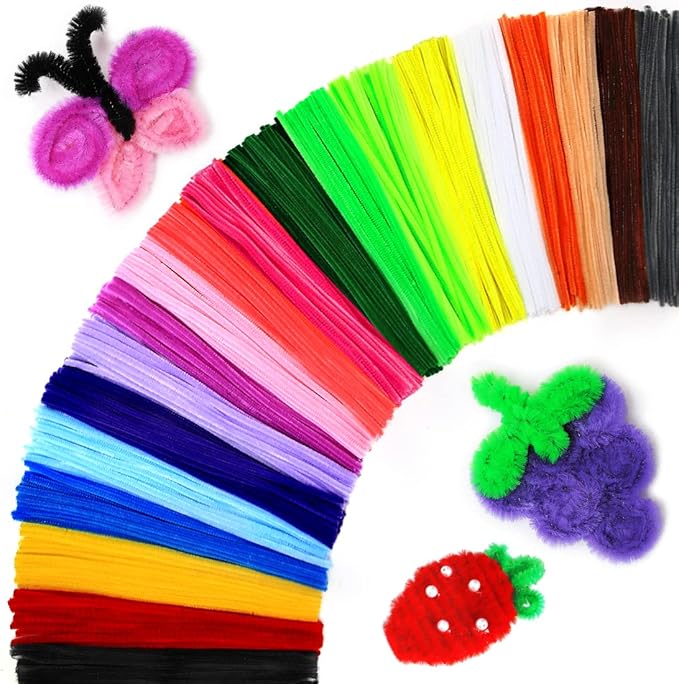 Praisebank Pipe Cleaners,200pcs 20 Multi-Colored Chenille Stems for DIY Projecets, Arts & Crafts Supplies for Festival Party Decorations