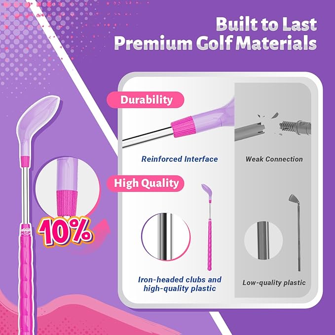 EagleStone Toddler Golf Set with Foot Pedal Launcher, Kids Golf Toy for Ages 3-8, Includes Adjustable Golf Club, 15 Balls & Golf Cart, Indoor&Outdoor Sports Gift for Boys and Girls