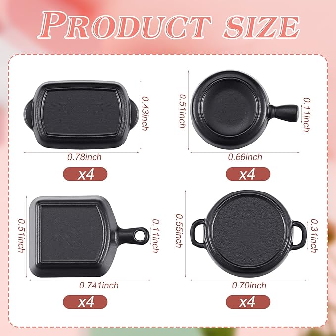 Skylety 16 Pcs Dollhouse Kitchen Accessories Dollhouse Metal Miniature Pots and Pans Mini Kitchen Stovetop Cookware Christmas Role Play Party Decoration Supplies