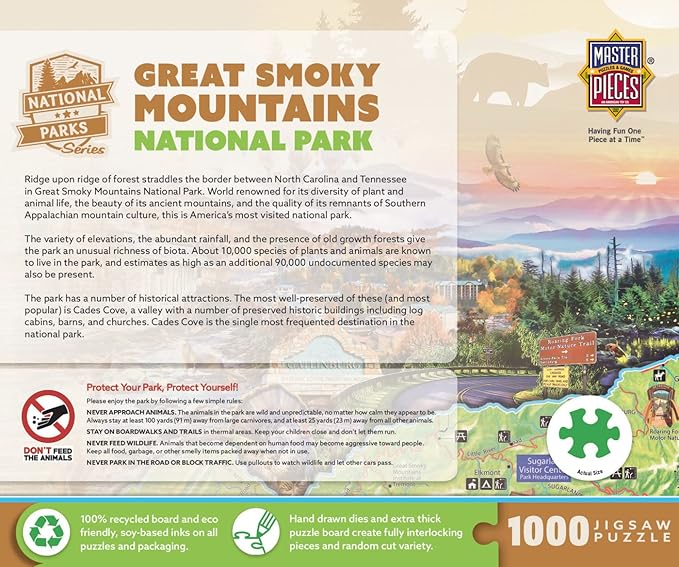MasterPieces - 1000 Piece Jigsaw Puzzle, Great Smoky Mountains National Park, Fun for Adults, Family, Kids 19.25"x26.75"