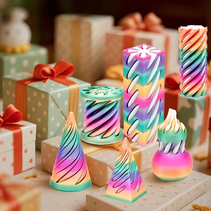 Easter Gifts for Kids 6 Packs Impossible Cone,Spiral Cone Fidget Toy Impossible Pyramid Passthrough Toy,3D Printed Spiral Cone Fidget Toy,Mini Vortex Thread Illusion Desktop Deco Souvenir Gift