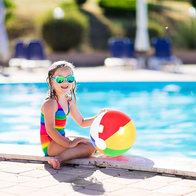 Coopay 24/50/100 Pack Inflatable Beach Balls Classic Rainbow Swimming Pool Ball Birthday Beach Party Decoration Summer Water Games Gifts 8 to 12 Inches from Inflated to Deflated