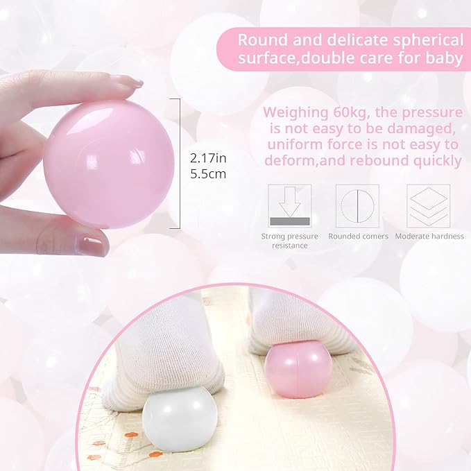 STARBOLO Ball Pit Balls for Toddlers Pack of 100 200 500 - BPA&Phthalate Free Non-Toxic Crush Proof Soft Plastic Balls for 1-5Years Old Toddlers Girl Kids Birthday Pool Playpen Tent Party