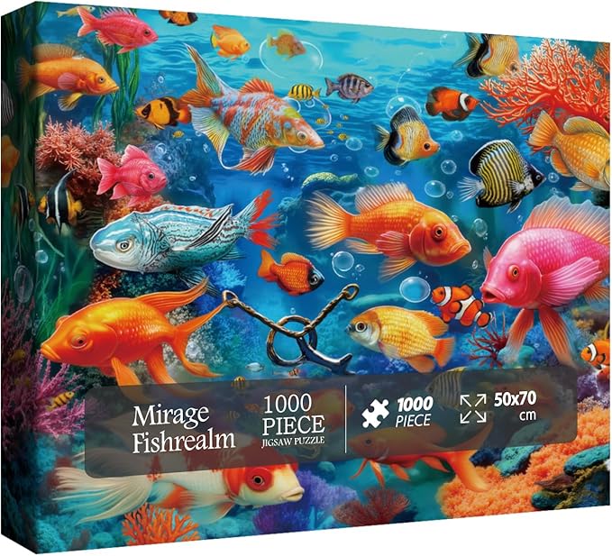 Ocean Tropical Fish Puzzle for Adults 1000 Pieces, Colorful Sea Animal Art Jigsaw Puzzle, Maine Nature Underwater Coral Puzzle
