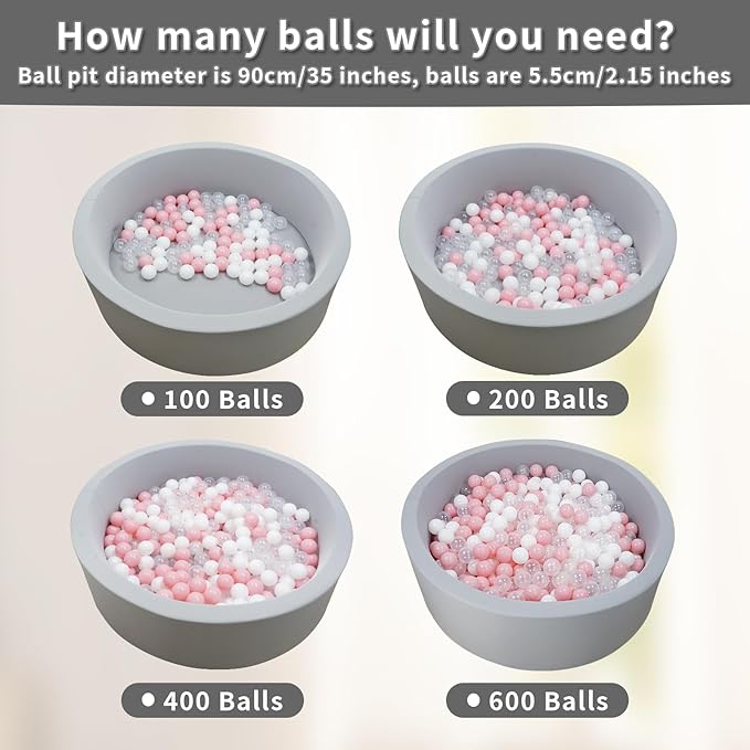 Ball Pit Balls for Kids & Dogs Cats Pack of 100 200 500- BPA Free, Crush Proof Plastic Balls for Ball Pit, Tent, Playhouse, Children's Toy Balls for Party, Macaron Ocean Balls 2.15 Inch