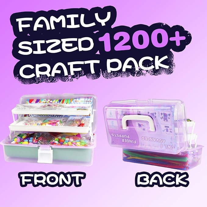 ANTDECOUS Arts and Crafts Supplies Kit for Kids - 1200+PCS Craft Supplies & Materials for Kids Creative Art Birthday Holiday Craft Kits with Box for Girls Boys 4+ 5 6 7 8 9 Year Old