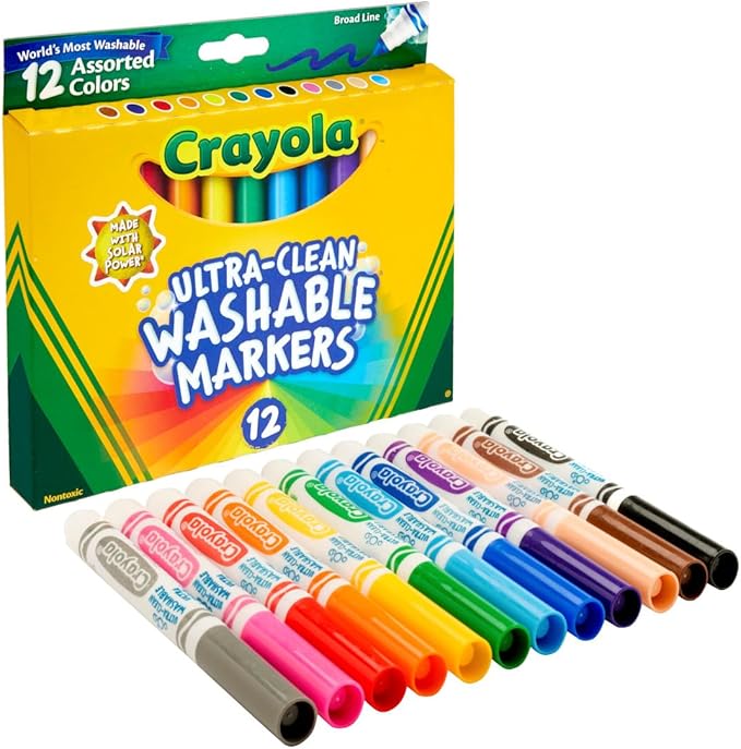 Crayola Broad Line Markers,Washable Markers for Kids,Assorted Colors,Arts & Crafts Supplies,For Coloring Books & Art Projects,Ages 3+,12 Count (Pack of 2)