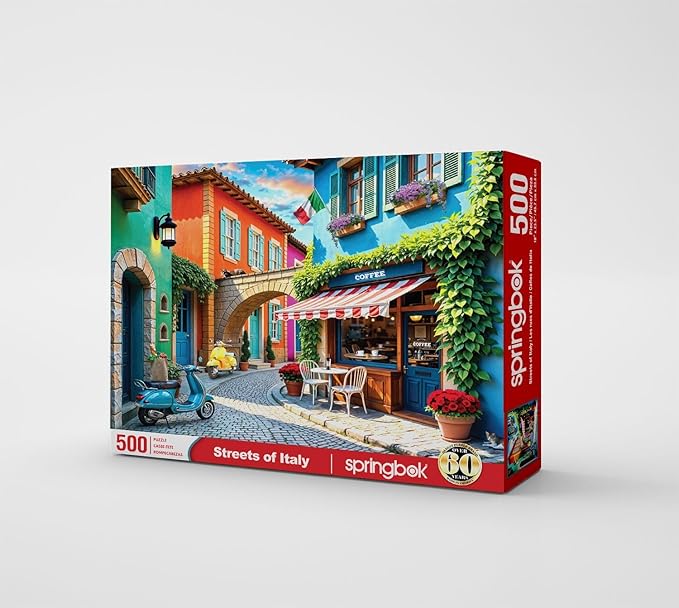 Springbok Streets of Italy 500 Piece Jigsaw Puzzle for Adults - Colorful Italian Village - Unique Cut Pieces - Made in USA