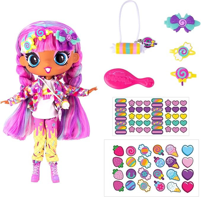 Decora Fashion Girlz 11" Doll - Sweetie Stickers & Endless Style Fun for Creative Play