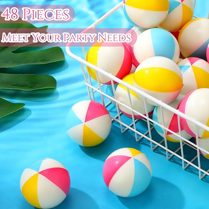 Jerify 48pcs Mini Beach Stress Balls 2.5 Inch PU Foam Relief Stress Squeeze Ball Beach Party Favors Small Summer Pool Relief Toys for Kids Birthday Hawaiian Luau Party Pool Water Games(Vivid Color)