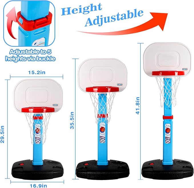 AOKESI Toddler Basketball Hoop Indoor for Age 1-3, Adjustable Kids Basketball Hoops Set, Mini Basketball Goal with Balls Outdoor Sport Poolside Game Birthday Toys Gifts for Baby Boys Girls 2 3 4 5
