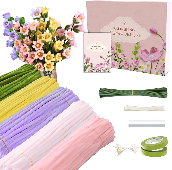 balinging 500pcs Pipe Cleaners Craft for Flowers,Chenille Stems for DIY Flower Making Kit,Pipe Cleaners Projects Creative for DIY Art and Craft,Ideal for Holiday Decoration(Bellflower)