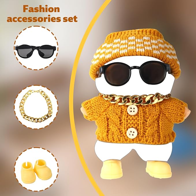 Doll Outfit Set, Stylish Sunglasse & Gold Necklace & Cute Yellow Shoes Decor Clothes Accessories Decorations for Dolls (No Doll)