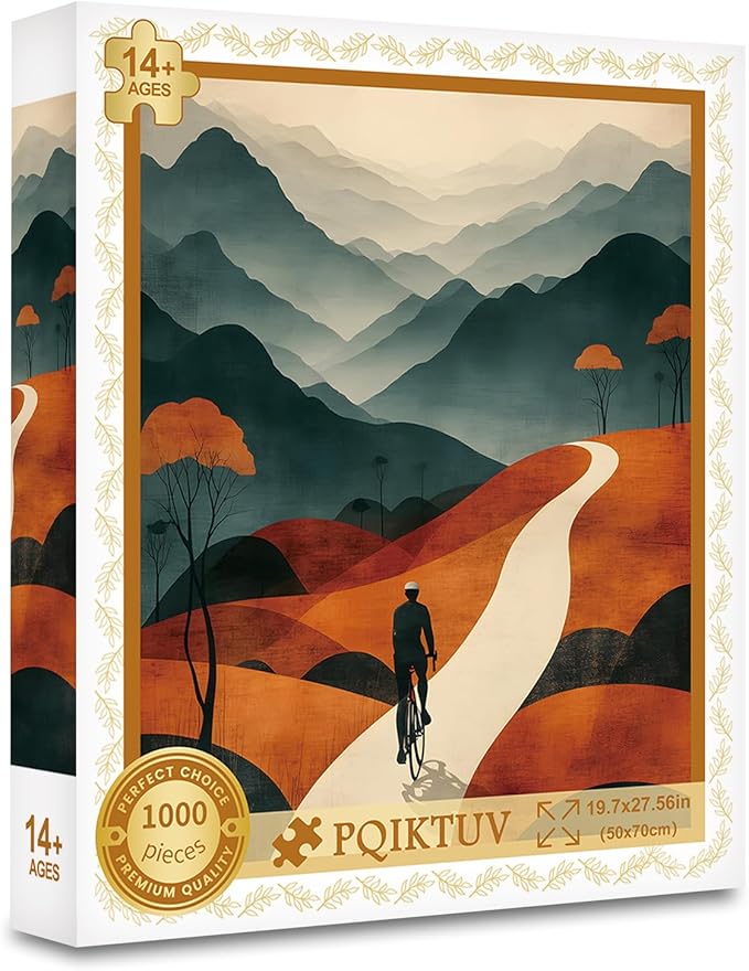 Puzzles for Adults 1000 Piece Jigsaw Puzzles with Letters on Back Warm Earthy Tone Cycling Artwork for Minimalist & Boho Home Decor 27.56 x 19.7 inches