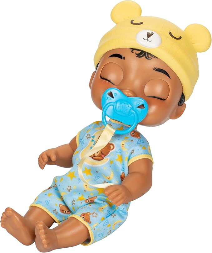 Baby Alive Lil Dreamer Snoozer Bear Sleepy Boy Baby Doll Set, Black Hair, Fun Sleepover Theme, Preschool Toys for Kids 3 Years & Up