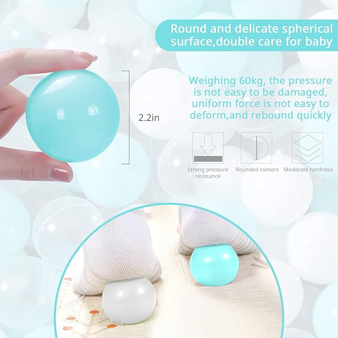 STARBOLO Ball Pit Balls for Toddlers Pack of 100 200 500 - BPA&Phthalate Free Non-Toxic Crush Proof Soft Plastic Balls for 1-5Years Old Toddlers Girl Kids Birthday Pool Playpen Tent Party