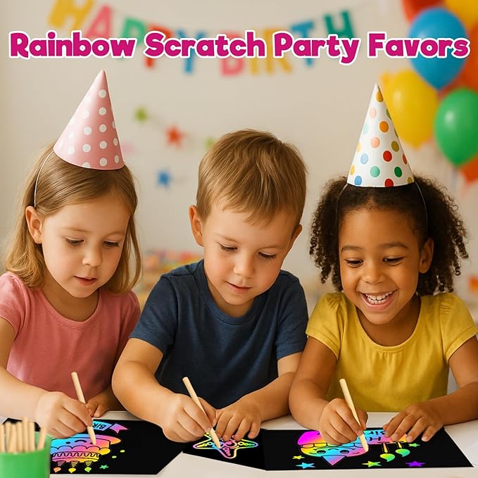 ZMLM Scratch Paper Art Crafts Kids Gifts, 100PCS Rainbow Scratch Paper Art for 3 4 5 6 7 8 9 Years Old Girls Boys, Arts and Crafts for Kids 4-6, Birthday Gifts Toys and Party Favors (Pink)
